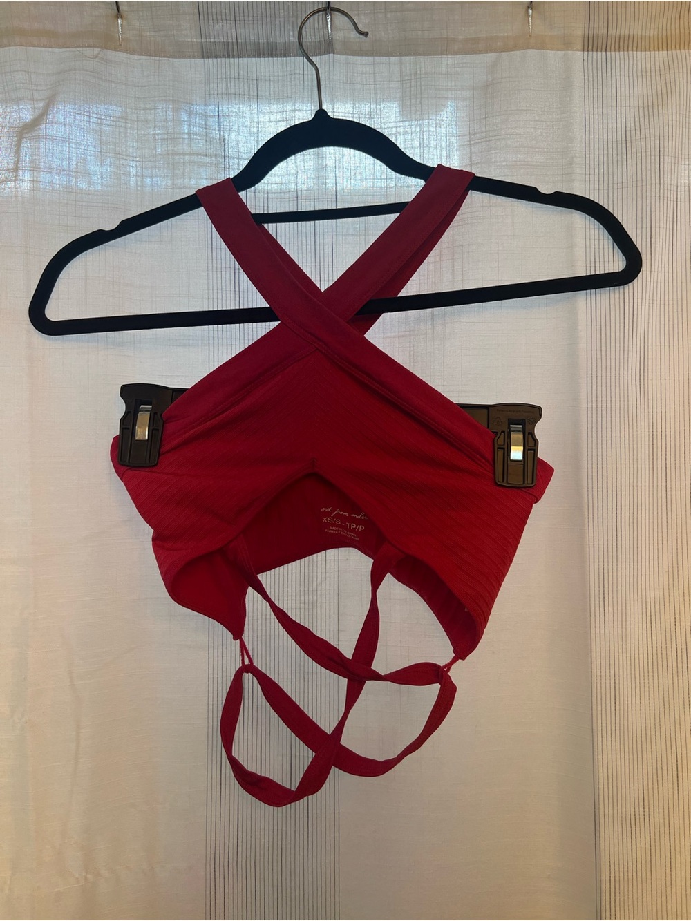 SUPER cute cross-over red top, perfect for going out or a concert!